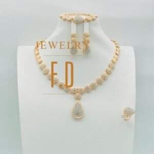 Exclusive Super Sophisticated Super Bling Complete Arabian Gold 4 In 1 Jewelry Set