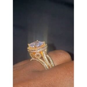 Gold Plated Diamond 4 In 1 Wedding Ring Set For Couples