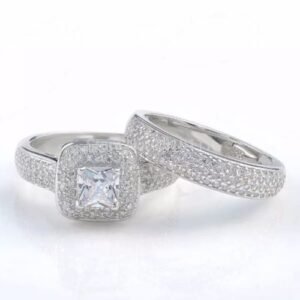2023 Luxury Bold Silver Set For Couples With Plain Men Band