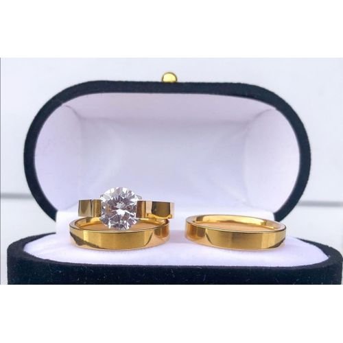 18 Karat Gold Plated Wedding Ring Set