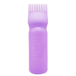 2pcs 120ml Root Comb Hair Dye Bottle Salon Hair Coloring Bottle with Graduated Scale for Professional Use or Home DIY Use,Purple NO5122