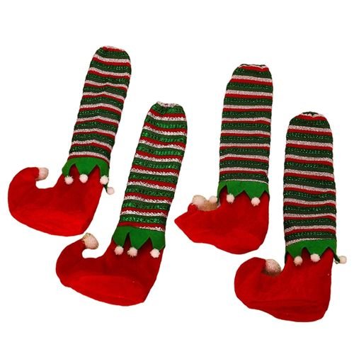 4pcs Striped Elf Table Leg Cover Christmas Series Non-Slip Fabric Cartoon Chair Feet Socks Christmas Ornament Decor New,Red Elf NO5122