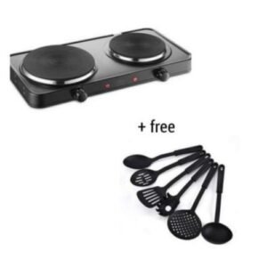 Electric Hot Plate Double Burner & 6 Pcs Non Stick Spoon