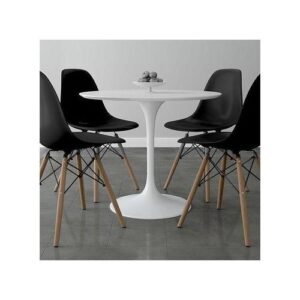 Luxury Dinning Round Table(Pole Base) + 4 Sitting Chairs