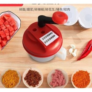 5-in-1 4 Blades Spin Manual Hand Chopper, Mincer & Slicer