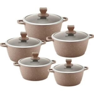 SQ Professional 5 Set Diecast NonStick Stock Pot -Made In United Kingdom