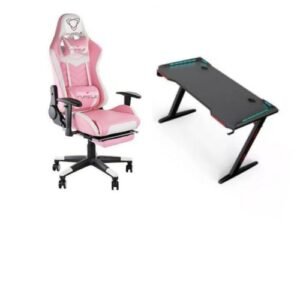 Pink And White Executive Office Chair And Gaming Table