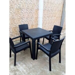 Outdoor Rattan Table And 4-Chairs Set