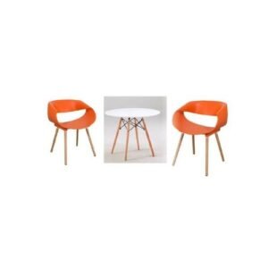 Round Beechwood Dining Table With 2 Sitting Chairs
