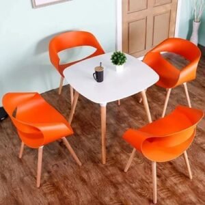 SQUARE Beechwood Dining Table With 4 Sitting Chairs