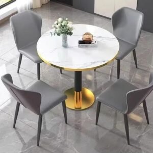New Modern  Dinning Table With Quality Gray Leather Chairs