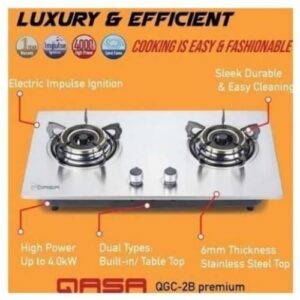 Qasa 74cm X 43cm 2 Burner TableTop Built-in Gas Cooker