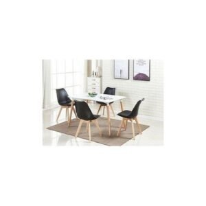 Beechwood Dining Table + 4 Sitting Padded Plastic Chairs