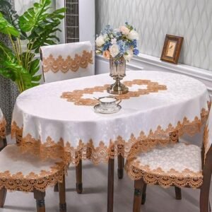 Oval Table Cloth Satin Embroidered Fold Tea Table Europe Dinning Table Cover Tablecloth Table Lace Art Dust Cover Chair Cover HM51G
