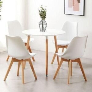 Luxury Dinning Round Table + 4 Sitting Foam Chairs