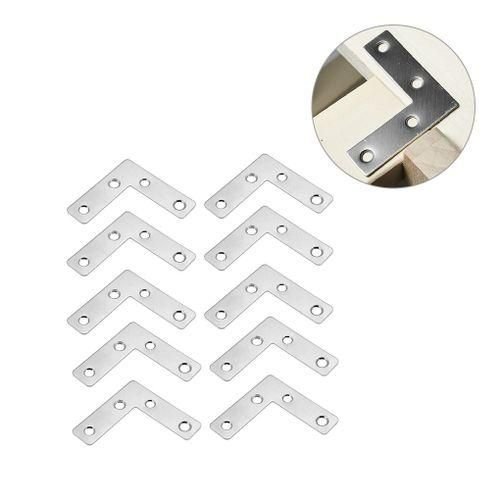 10pcs L Shaped Flat Plate Table Chair Corner Brace Stainless Steel Bracket Furniture Reinforcement Hardware