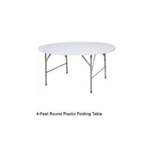 4FT ROUND WHITE FOLDING TABLE