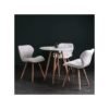 Round Beechwood Dining Table + 3 Sitting Leather Chairs
