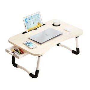 Foldable Laptop BedSide Table With Side Drawer