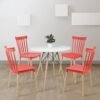 Luxury 80cm Dinning Table(white) & 4  Strong Sitting Chairs(Red)