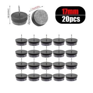 20pcs Furniture Felt Feet Pads with Caps Heavy Duty Nail-On Slider Glide Pad Floor Protector for Wooden Chair Tables Leg Feet