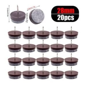 20pcs Furniture Felt Feet Pads with Caps Heavy Duty Nail-On Slider Glide Pad Floor Protector for Wooden Chair Tables Leg Feet