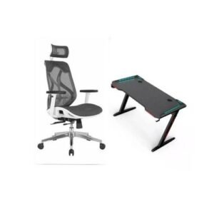 Set Of Ergonomic Mesh Office Chair & Executive Office Table