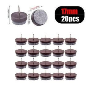 20pcs Furniture Felt Feet Pads with Caps Heavy Duty Nail-On Slider Glide Pad Floor Protector for Wooden Chair Tables Leg Feet