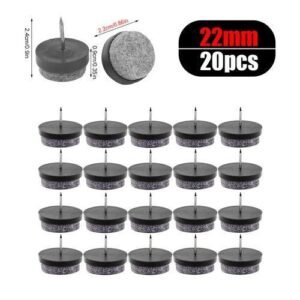 20pcs Furniture Felt Feet Pads with Caps Heavy Duty Nail-On Slider Glide Pad Floor Protector for Wooden Chair Tables Leg Feet