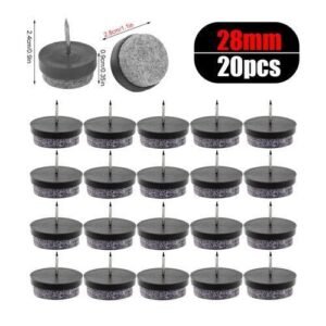 20pcs Furniture Felt Feet Pads with Caps Heavy Duty Nail-On Slider Glide Pad Floor Protector for Wooden Chair Tables Leg Feet