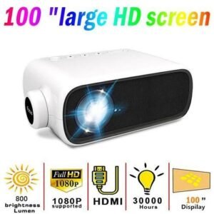 Max 120 "HD Large Screen TV LED Projector 1080p With HDMIUSBAVAudio Projection Home Media Player