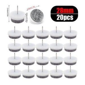 20pcs Furniture Felt Feet Pads with Caps Heavy Duty Nail-On Slider Glide Pad Floor Protector for Wooden Chair Tables Leg Feet