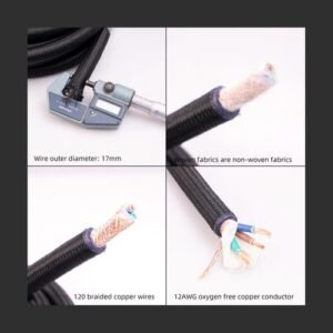 Audiophile 17mm HiFi OCC Power Cable CD/IEC Player Amplifier