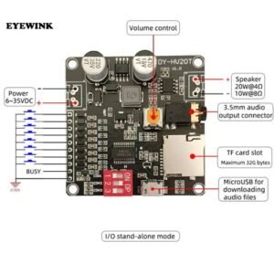 DY-HV20T 12V/24V Power Supply10W/20W Voice Playback Module Supporting Micro SD Card MP3 Music Player For Arduino