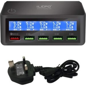 Qualcomm LED Digital Display, 5-Port Multi Charger Station