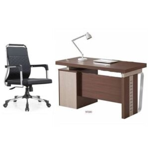 A Set Of Office Table With Office Swivel Chair