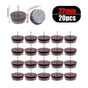 20pcs Furniture Felt Feet Pads with Caps Heavy Duty Nail-On Slider Glide Pad Floor Protector for Wooden Chair Tables Leg Feet