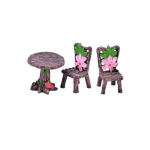 Miniature Table Chair Set  Resin Furniture For Flowerpot