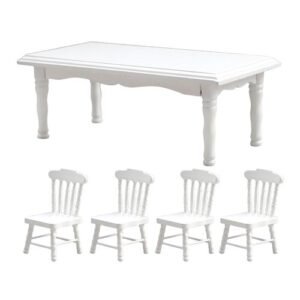 5Pcs Mini Dollhouse Table Chair 1/12 Living Room Micro Landscape