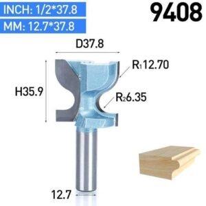 Huhao 1pc 1/2" Shank Router Bits For Wood Industrial Grade Woodworking Table Chair Round Cornor Milling Cutter Carbide Endmill