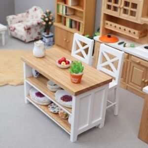 3Pcs 1:12 Dollhouse Bar Table And Chair Wooden Furniture