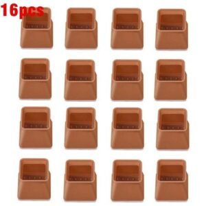16/8pcs Silicone Chair Caps Table Foot Pads For Round Bottom Non-Slip Furniture Covers Socks Floor Protectors Anti-slip Feet Pad-Square-brown-16pcs