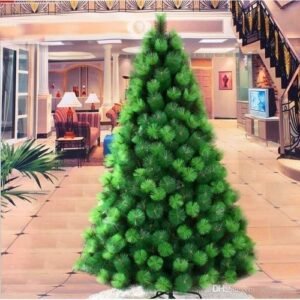 Pine Christmas Tree Green 6ft + Colour Led Light & Balls