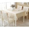Europe Embroidered Tablecloth Table Dining Table Cover Table Cloth Beige Glass Yarn Lace Fabric Beige Chair Cover Cushion