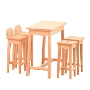 1/12 Scale Dolls House Wooden Bar Table and Chairs Set f