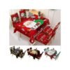 Christmas Table and Chair Covers Santa Claus Bells Pattern for Kitchen Dining Room Tablecloth Decorations NO