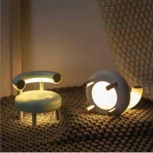 LED Desk Lamp, Peculiar Chair, Small Desk Lamp, USB Charging, Student Reading Night Light White
