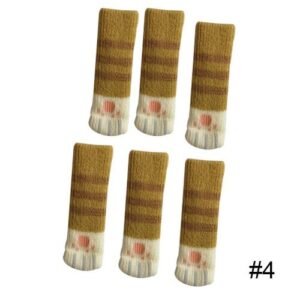 6pcs Cat Pattern Table Foot Cover Noise Reduction Covers Furniture Caps for Hardwood Floors Chair Legs,4 NO5122