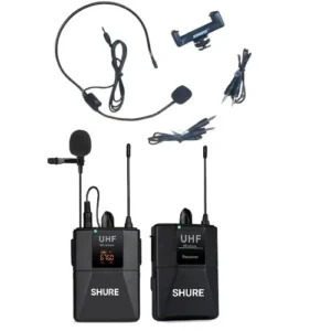 SHURE Wireless Lapel Body Clip Microphone With Head Mic For Camera & Phone - Lavalier Mic