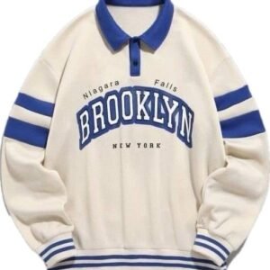 Letter Graphic Contrast Collar Thermal Lined Sweatshirt